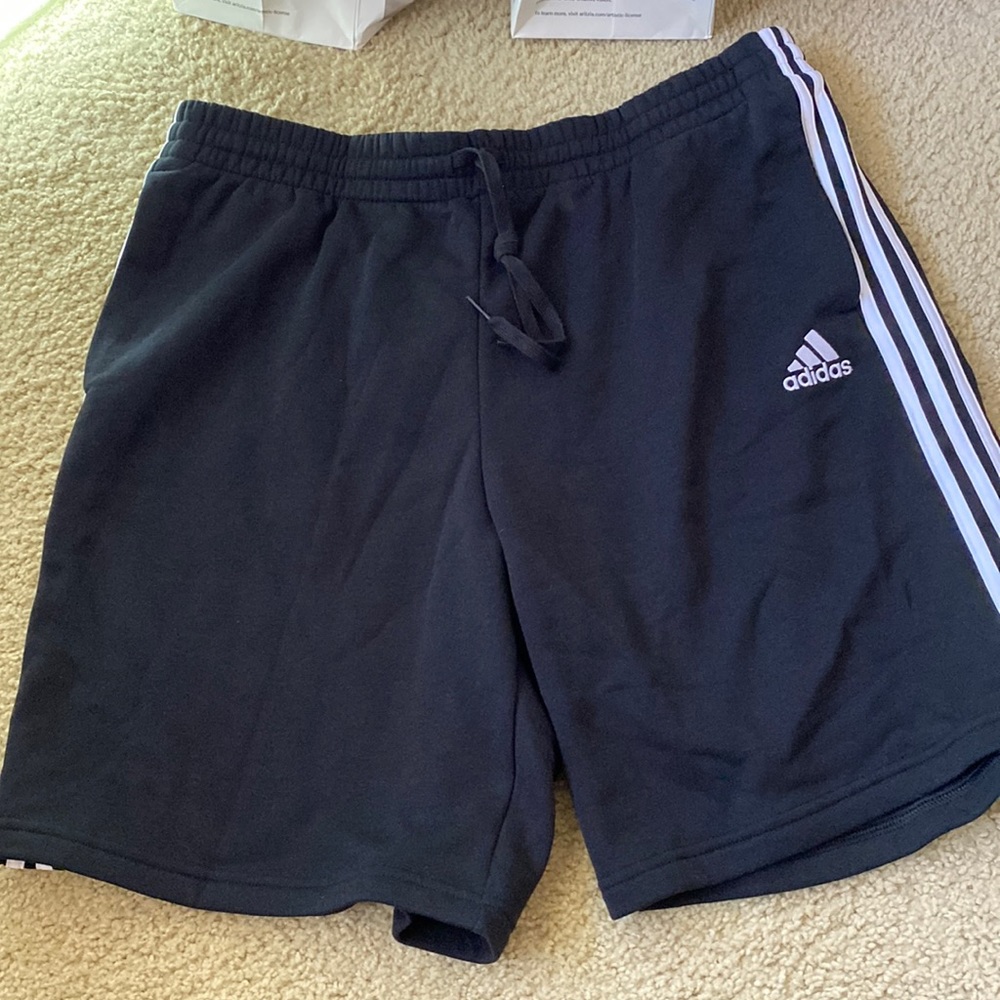 Classic Adidas black sweatshorts! Brand new with tags and never worn! Comfy!!!